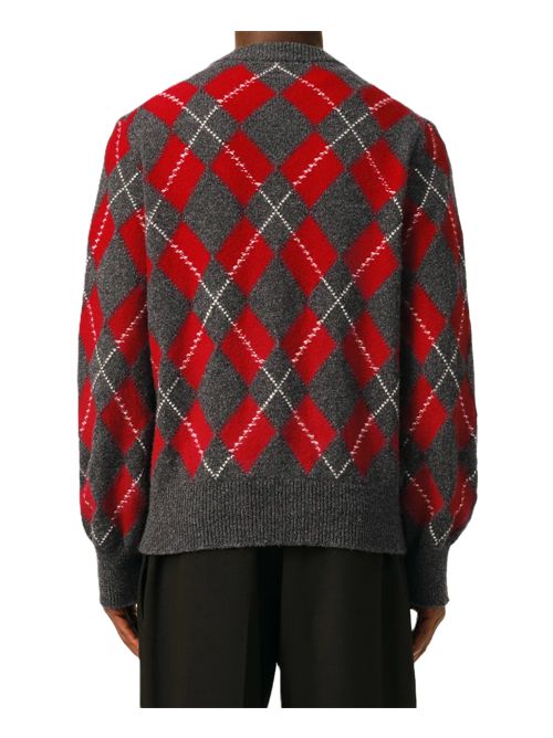 Cardigan a rombi in lana Ami Paris | HKC400.KN0202A353 CARBONGREY/RUBY